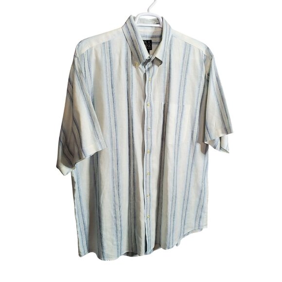 Jos. A. Bank Other - Jos A Bank Size XL Shirt Linen Stripe Travelers Collection Short Sleeve Business